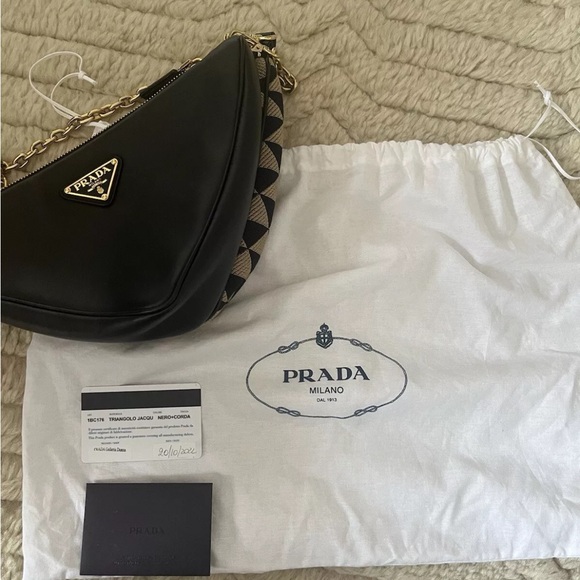 Prada Double Symbole Triangle Bag Leather And Jacquard - Picture 6 of 9